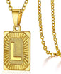 Initial Pendant Necklace for Women Simple Stainless Steel Cuba Link Charm Letter Square Necklace Men Jewelry Couple Gift