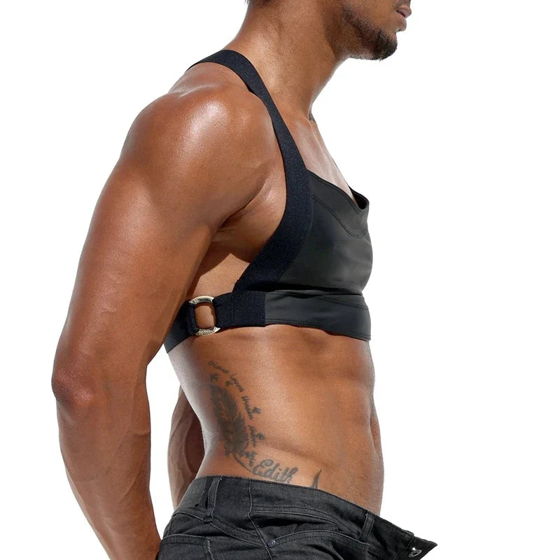 Harness Men Sexy Shoulder Straps Chest Bondage Faux Leather Adults Erotic Lingerie Gay Underwear Sissy Exotic Tanks for Bar Show