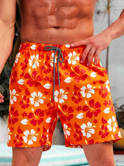 Men's High-Tech 3D Printed Aloha Shorts - Realistic Jungle Foliage & Exotic Hibiscus Designs for Poolside & Streetwear