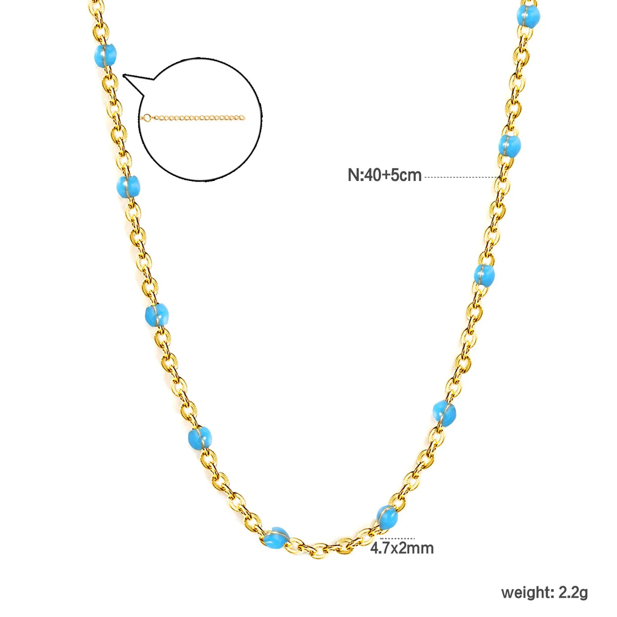 LUXUKISSKIDS Sweet Multicolor Drip-Oil Beads Necklace Women's Bohemia Stylish Clavicle Choker Simple Chain Collier Steel Jewelry