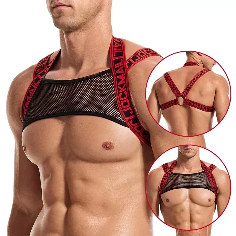 Man Harness Sissy Fetish Man Rave Costumes Lingerie Sexy Men Strap Shoulder Bondage Chest  Elastic Belt Erotic Hombre Hollow