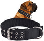 Heavy Duty Wide Military Thick Dog Collars for Large Dogs Adjustable Strong Nylon Tactical Pet Collar with 2-Rows Metal Buckle