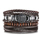 Modyle Multi-layer Gothic Leather Bracelet Set Punk Viantage Wings Charms Handwoven Bracelets for Men Jewelry Gifts