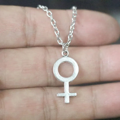 Female Symbol Pendant Necklace - Minimalist Metal Jewelry for Women and Girls