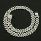 Fashion Men Cuban Link Iced Out Necklace 14MM width Rhinestones Chain Rapper CZ Cuban Chain Necklace Hip Hop Birthday Jewelry