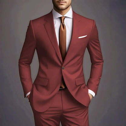 New Luxury Elegant Men's Suits 2 Piece Set Fashion Korean Casual Slim