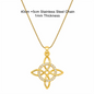 Witch Knot Pendant Necklace Stainless Steel Chain CZ Celtic 4 Elements Protection Amulet Retro Wiccan Gothic Women Men Jewelry