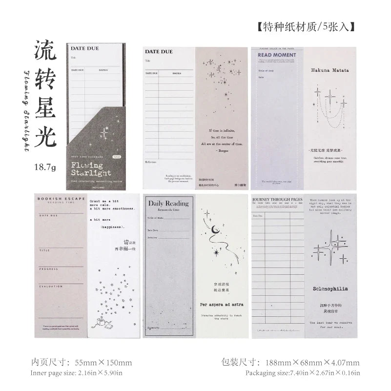 Journal GO 5pcs Ins Style Vintage Bookmark Creative Notes Book Mark for Students School Office Supplies Stationery