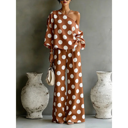 Bohemian Fashion Polka Dot Print Two-Piece Set Woman's Foreign Style