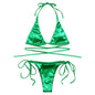 ShimmerWave: Luxe Satin Brazilian Bikini Set
