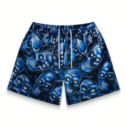 Premium 3D Printed Men's Hawaiian Shorts - Ultra Casual Skull Graphic for Summer Vacations and Sport Running