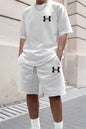 Men's Sporty Suit Set Short Sleeve T-shirt And Sports Shorts Two Piece Casual Suits Summer Breathable Outdoor Athletic Outfit