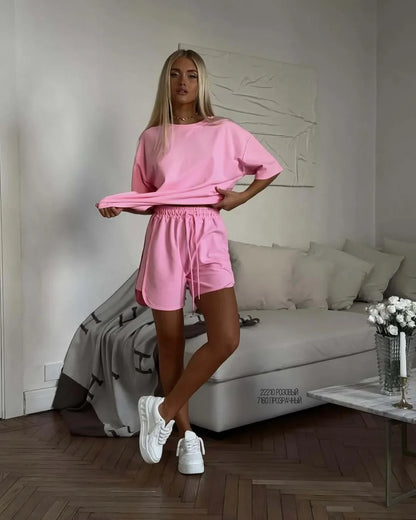 Women's Cotton Two-Piece Short Set Tracksuit