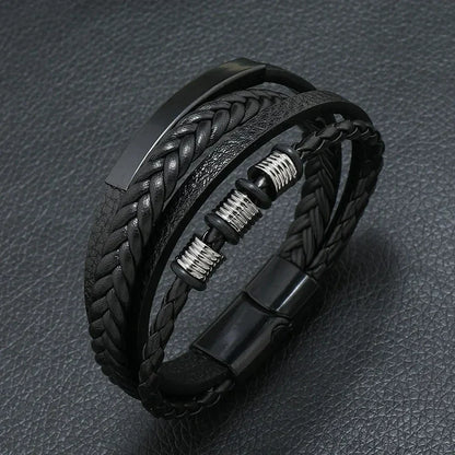Men's Musical Symbol Leather Bracelet Vintage Creative Men's Bracelet Music Symbol Simple Leather Multi-Layer Bracelet