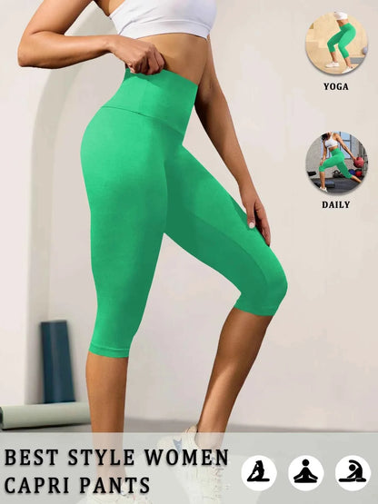 High Waisted Capri Yoga Pants - Tummy Control