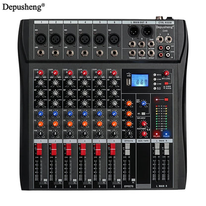 Audio Mixer 6/8/12 Channels Professional DJ Mixer LR Microphone/line