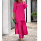 2025 Loose New In Matching Sets Two Piece Outfit 2 Pieces Set For Woman Solid Color Irregular Hem Long Sleeves Wide Legs Trouser