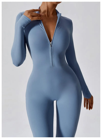 Yoga Jumpsuit Long Sleeved Zipper Rompers