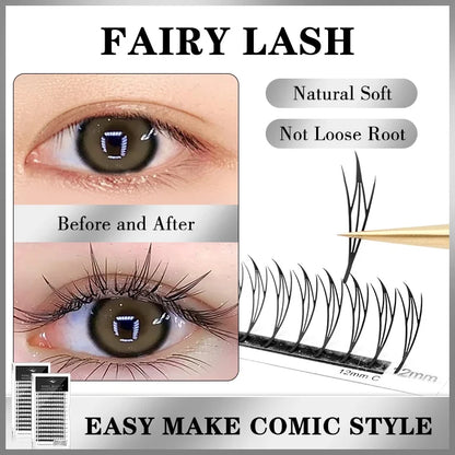 Winky Beauty Premade Elf Eyelash Comic Spire Cosplay C/D Curl Anime Effect Soft Plume Fluttering Manga Eyelash Extensions