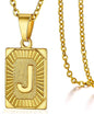 Initial Pendant Necklace for Women Simple Stainless Steel Cuba Link Charm Letter Square Necklace Men Jewelry Couple Gift