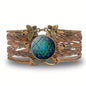 Vintage Mandala Flower Glass Dome Wrap Bracelet Brown Multilayer Woven Leather Bracelets For Women