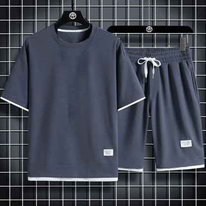 Men's Waffle Summer Casual Tracksuit Set