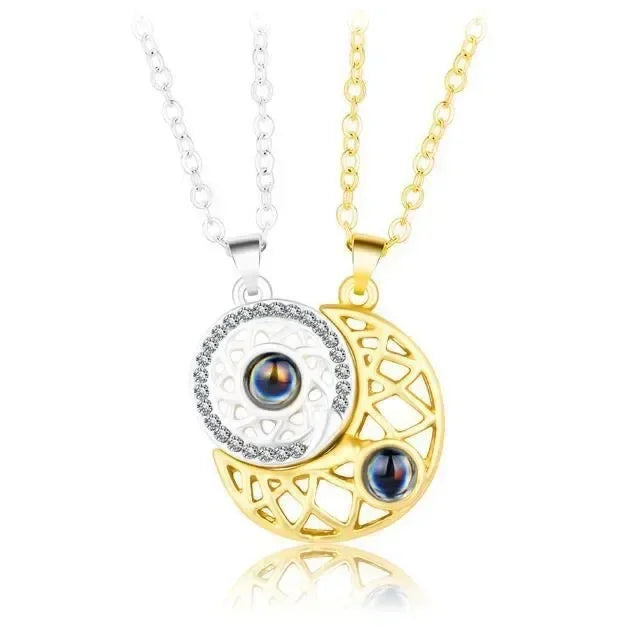 Superior Sense Sun and Moon Lovers Magnetic Men's and Women's Necklace Niche Design Alloy Chain