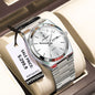 POEDAGAR Luxury Sport Quartz Man Wristwatch Waterproof Luminous Date Week Men Watches Stainless Steel Men's Watch Male Reloj+box