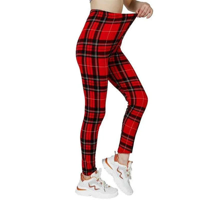 Red Checkered Women’s Sports Leggings