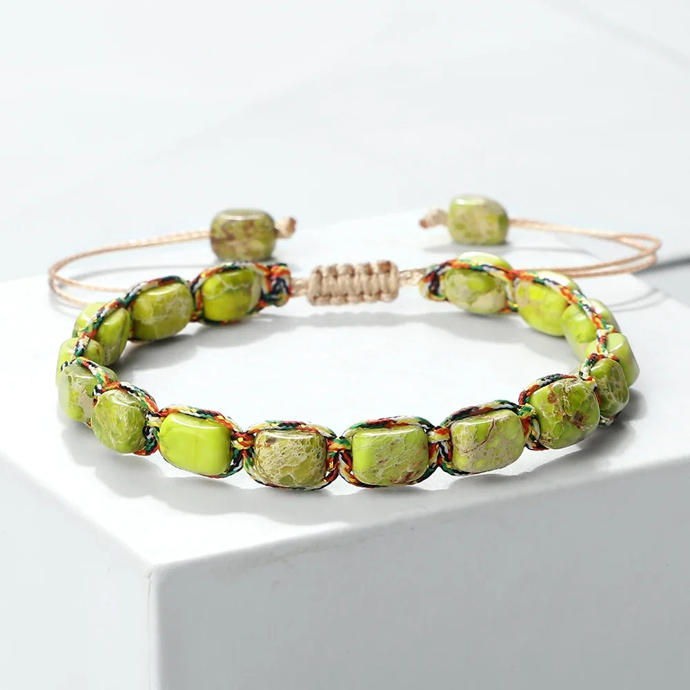Bohemian Imperial Stone Beaded Bracelet Handmade  Braided String Bangles Friendship Jewelry Gift Vintage Design Strand Bracelets