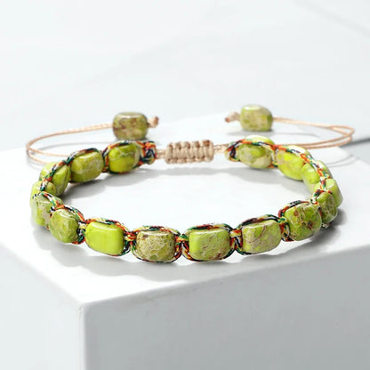 Bohemian Imperial Stone Beaded Bracelet Handmade  Braided String Bangles Friendship Jewelry Gift Vintage Design Strand Bracelets