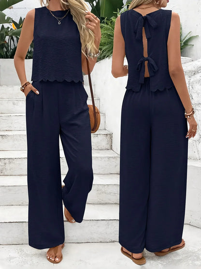 Summer New Women's Fashion Sleeveless Tank Top Casual Pants Set