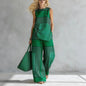 2026 New Women's Summer Fashion Casual Sets Loose Striped 2 Piece Set Sleeveless Vest Tops High Waisted Wide Leg Pants Suits For