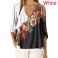 Summer Floral V-Neck 3/4 Sleeve Loose T-Shirt