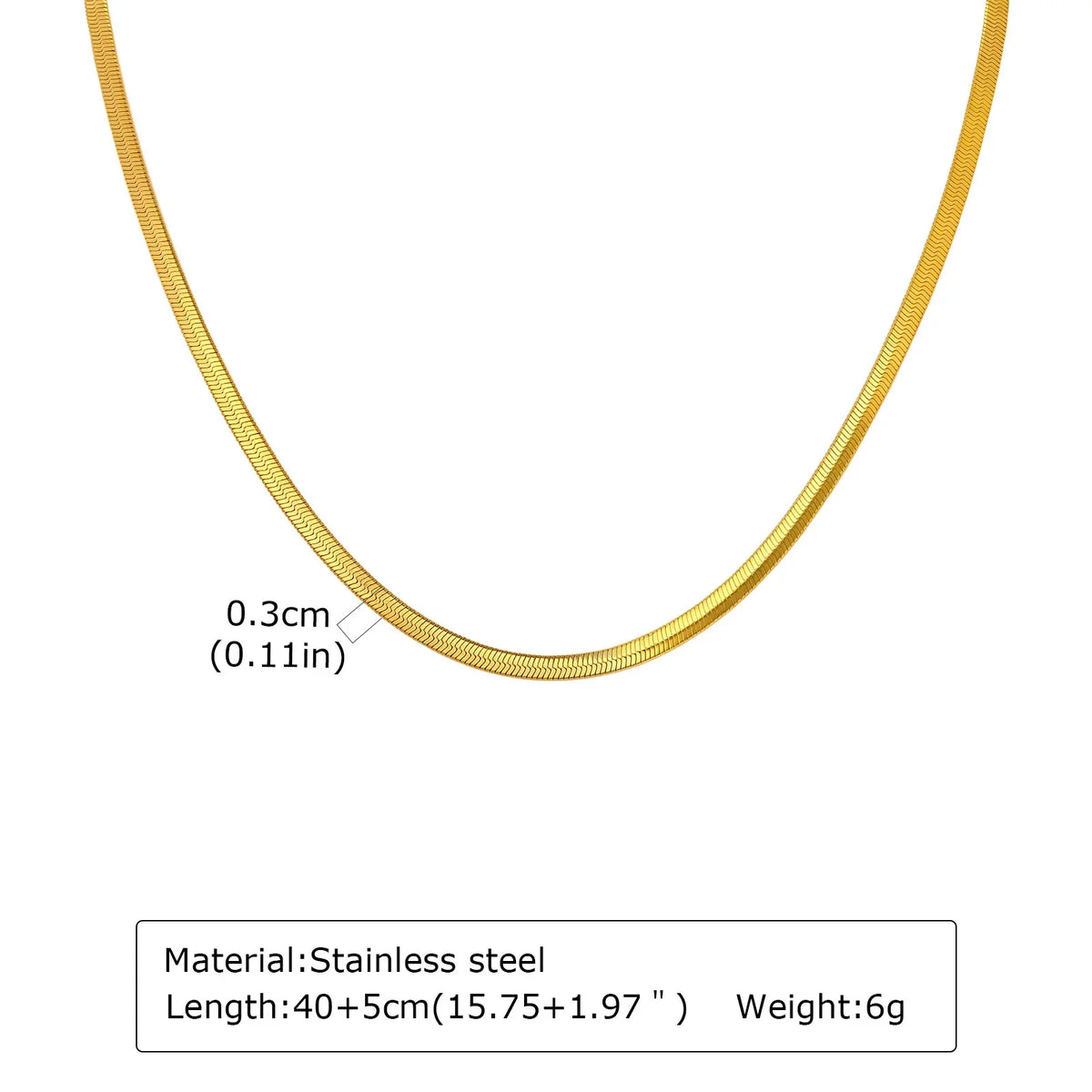 Stainless Steel Snake Chain Necklace for Women Men, Silver Color Herringbone Choker Flat Neck Chain 40-60cm Summer Jewelry