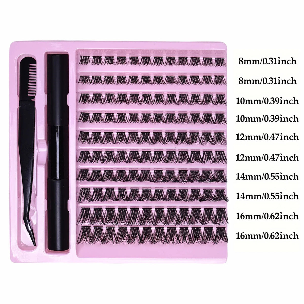 Wispy D Curl Cluster Lashes DIY Complete Kit with Bond & Tweezers Soft Natural Nude Daily & Dramatic Cosplay Eye Looks