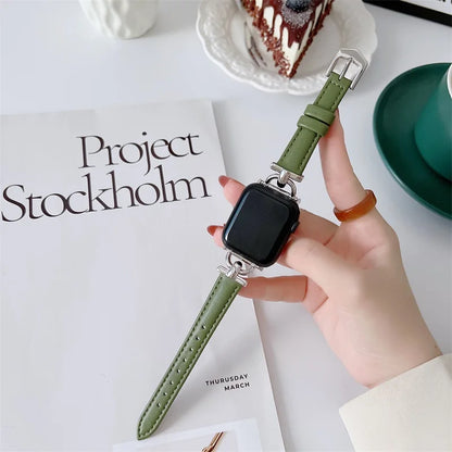 Apple Watch Slim Leather Band with Decorative Connectors