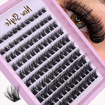Lash Clusters D Curl Individual Lashes Fluffy Volume DIY Eyelash Extensions Thick Cluster Lashes for Home Use