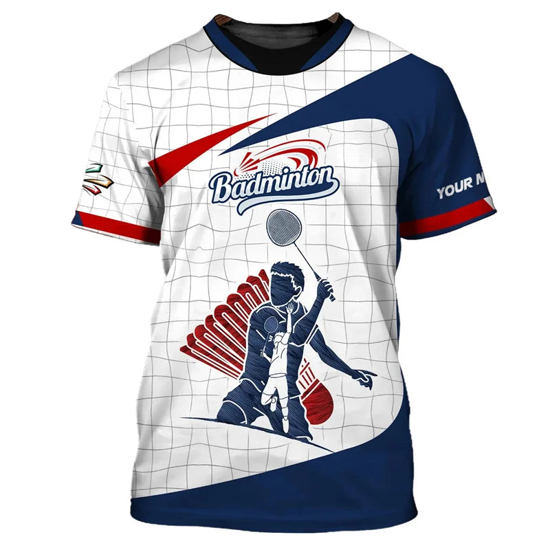 Fashion Badminton Pattern T Shirt Men Kids Summer Sports Short Sleeve Tops 3D Printed Tee Shirts Tracksuit Round Neck T-shirt