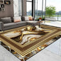 Luxury Golden Black Area Rug Modern Minimalist Home Decor Non Slip Mat for Living Room Bedroom Elegant Classic Design Perfect
