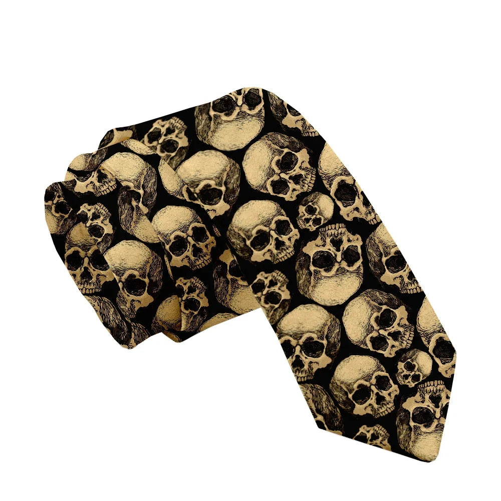 Fashion skull 3D printed tie art design personality tie adult 8cm wide polyester slim shirt suit party accessories