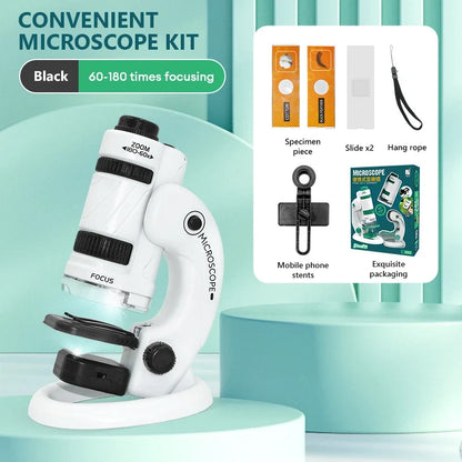 Kid Pocket Microscope Toy Kit 60–120x Educational Mini Handheld Microscope with Light STEM Toy Gift