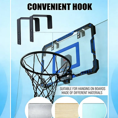Basketball Hoop Wall Mounted, Over Door Indoor Outdoor Hoop Set with