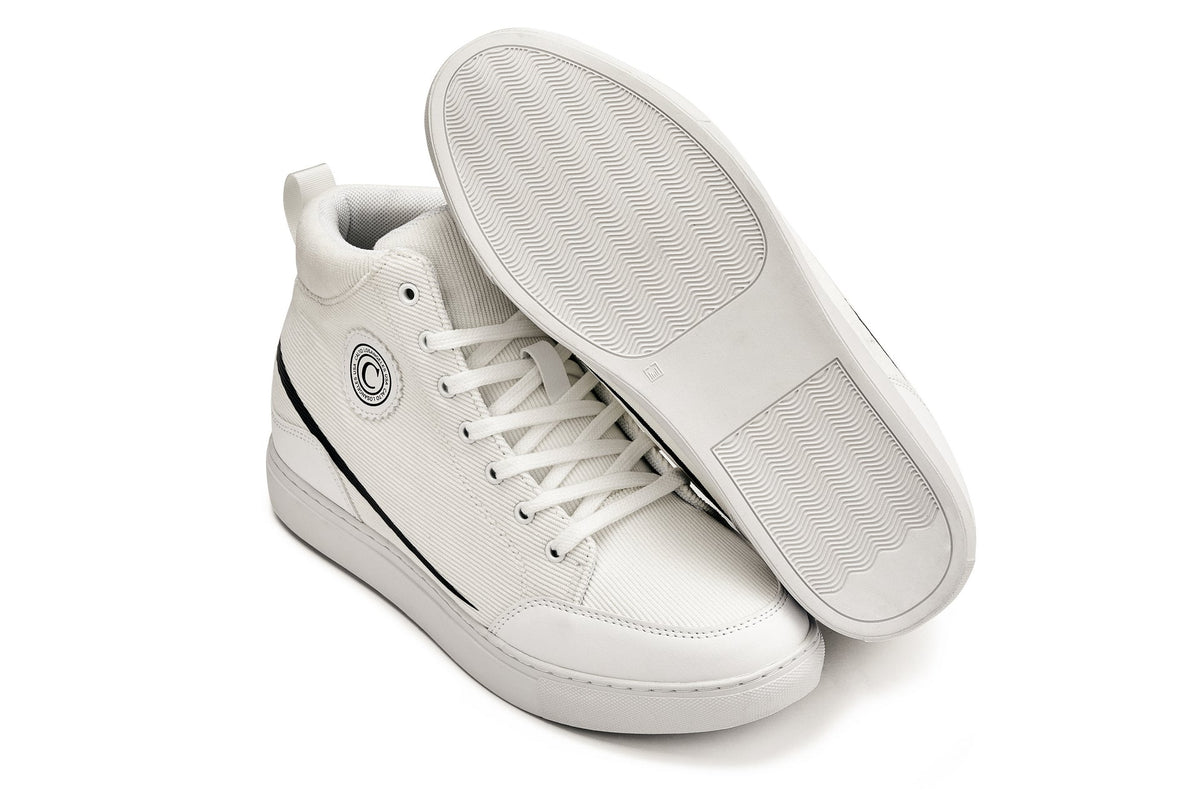 CALTO - S4131 - 2.6 Inches Taller (Off-White/White Sole) - Corduroy Ankle Top Sneak-boot