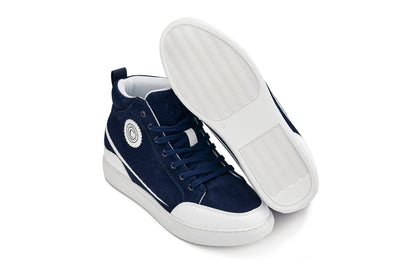 CALTO - S4132 - 2.6 Inches Taller (Navy/White Sole) - Corduroy Ankle Top Sneak-boot