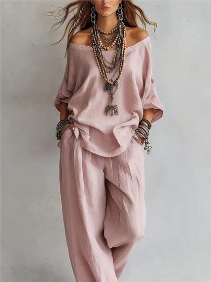 2026fashion V Neck 7 Button Sleeve Women Top Set 2 Pieces Spring