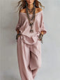 2026fashion V Neck 7 Button Sleeve Women Top Set 2 Pieces Spring