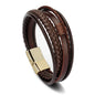 Trendy  Leather Bracelets Men Stainless Steel Multilayer Braided Rope Bracelets For Male Bracelets Jewelry Pulsera Hombre