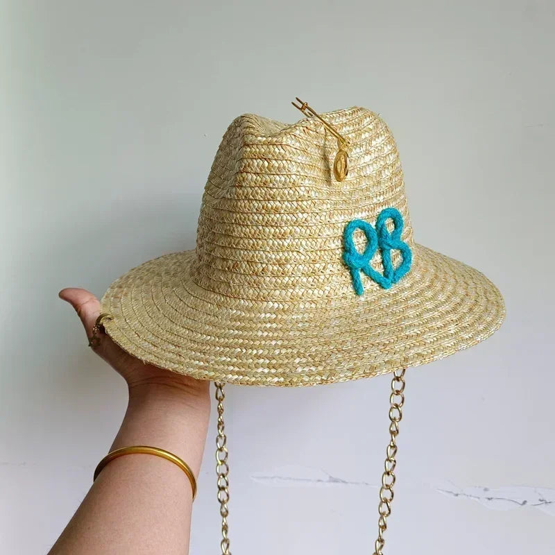 Straw summer hat French elegant ladies seaside travel sun hat Hepburn style wide brim hat  햇빛가리개 모자 모자
