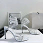 2023 Summer Crystal Pendant Twine Sandals Rhinestone High Heels 10cm Open Toe Women Shoes Party Wedding Bridal Shoes Size 34-43